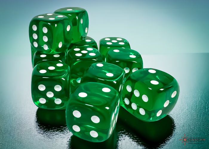 Chessex - CHX 23605 - Translucent - Green/white - 16mm 12 Ct