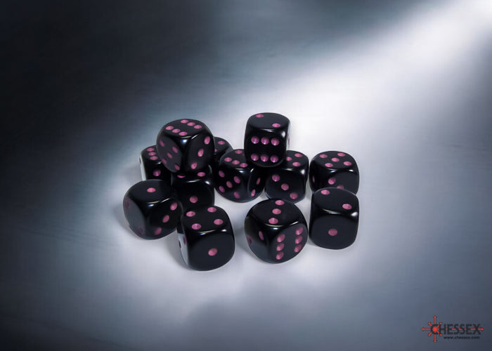 Chessex - CHX 25648 - Opaque - Black/pink - 16mm 12 Ct