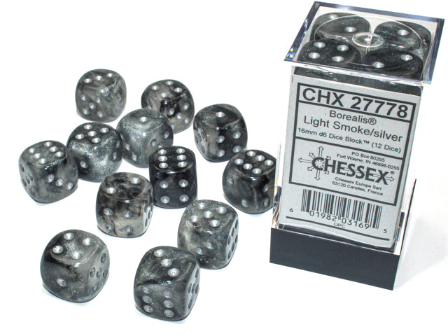 Chessex - CHX 27778 - Borealis - Light Smoke/silver - 16mm 12 Ct