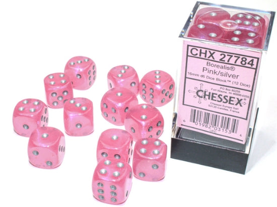 Chessex - CHX 27784 - Borealis - Pink/silver - 16mm 12 Ct