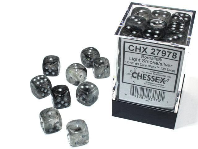 Chessex - CHX 27978 - Borealis - Light Smoke/silver - 12mm 36 Ct