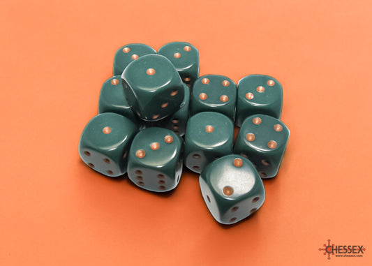 Chessex - CHX 25615 - Opaque - Dustry Green/copper - 16mm 12 Ct