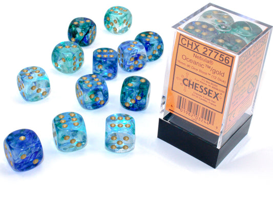 Chessex - CHX 27756 - Nebula - Oceanic/gold - 16mm 12 Ct