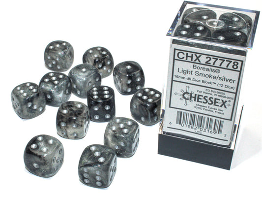 Chessex - CHX 27778 - Borealis - Light Smoke/silver - 16mm 12 Ct