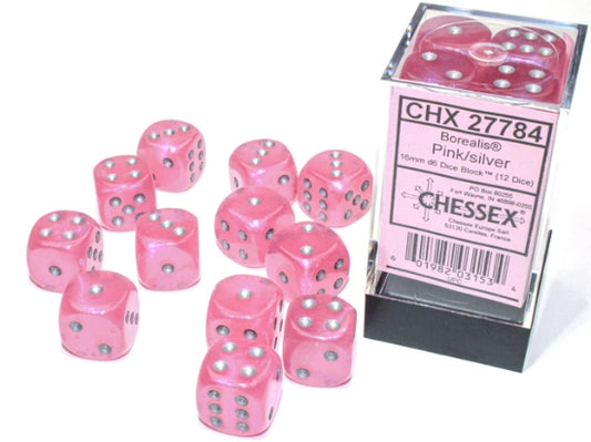 Chessex - CHX 27784 - Borealis - Pink/silver - 16mm 12 Ct