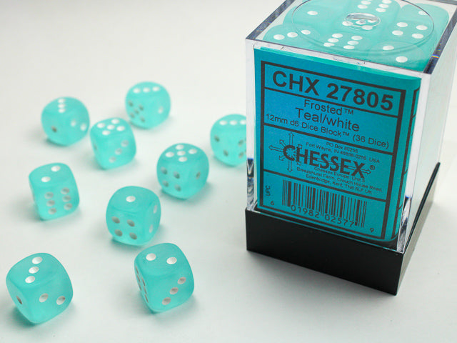 Chessex - CHX 27805 - Frosted -Teal/white - 12mm 36 Ct