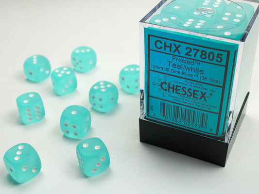 Chessex - CHX 27805 - Frosted -Teal/white - 12mm 36 Ct