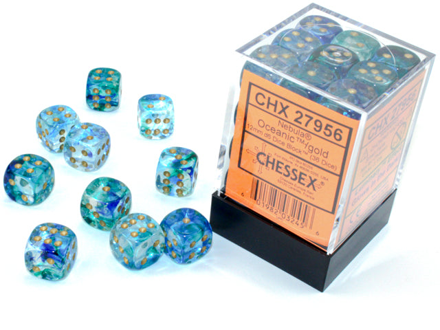 Chessex - CHX 27956 - Nebula - Oceanic/gold - 12mm 36 Ct