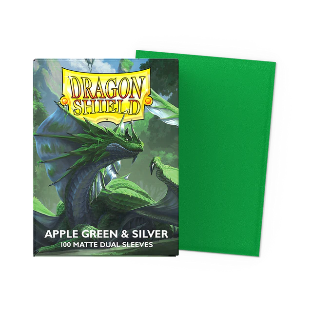 Dragon Shield - Standard Size - Dual Matte Sleeves - Apple Green & Silver