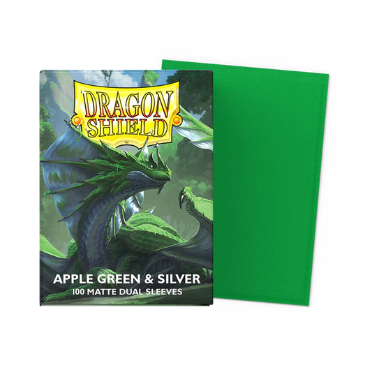 Dragon Shield - Standard Size - Dual Matte Sleeves - Apple Green & Silver