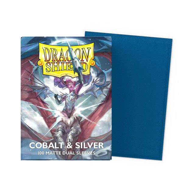 Dragon Shield - Standard Size - Dual Matte Sleeves - Cobalt & Silver